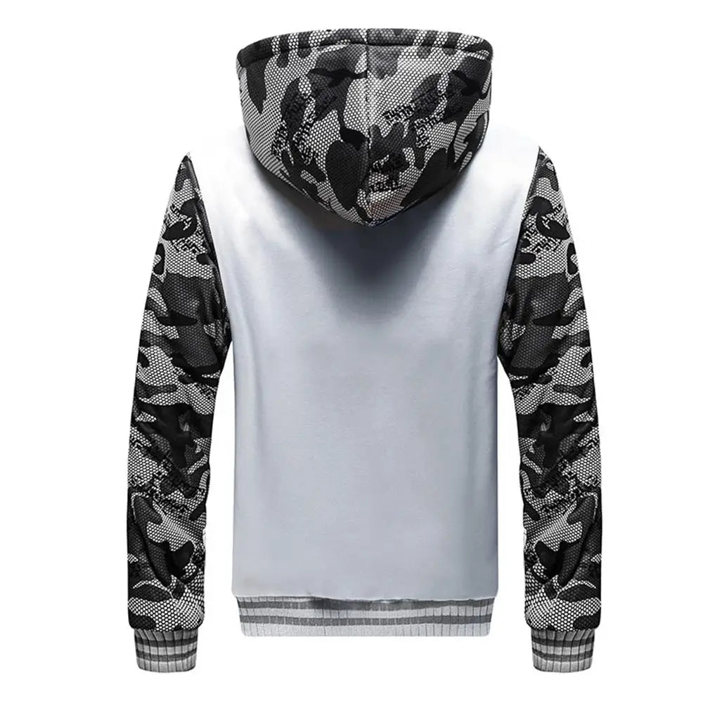 Men's Camouflage Fleece Jacket – Hooded Winter Layer