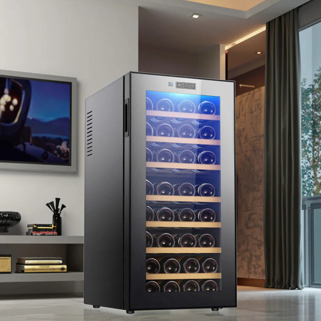 78L Freestanding Wine Cooler Fridge — 32-Bottle Stainless Steel Wine Cabinet for Household & Hotel Use