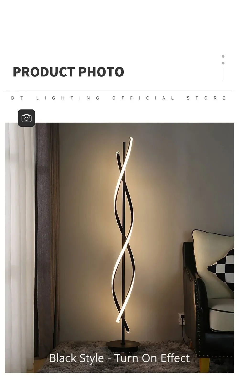Spiral LED Floor Lamp – 135cm Sculptural Light