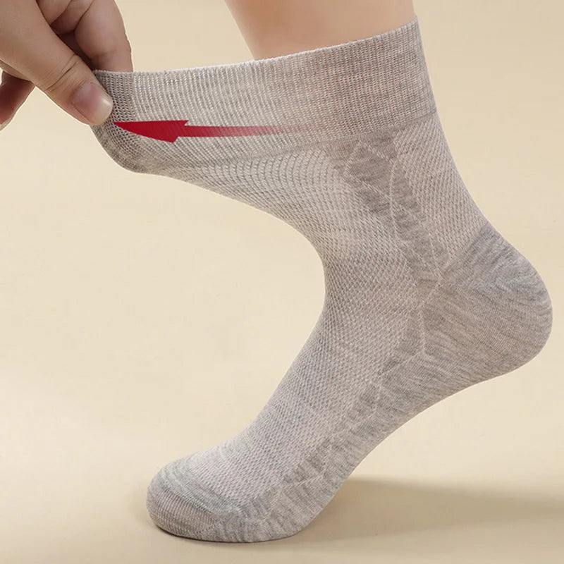Plus Size Diabetic Loose Mouth Socks Size 48–50 – 5 Pairs Non-Binding Varicose Vein Socks for Older Men & Diabetes Patients