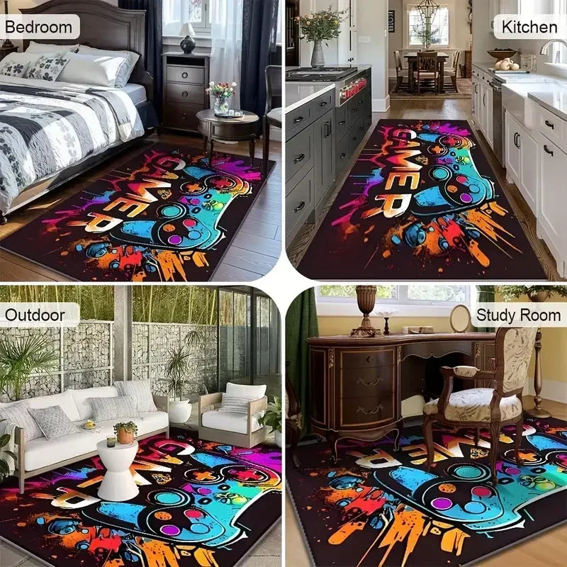 Modern Curve Non-Slip Area Rug – Durable Floor Mat for Living Room, Bedroom & Kitchen, 4 Colors & 3 Sizes