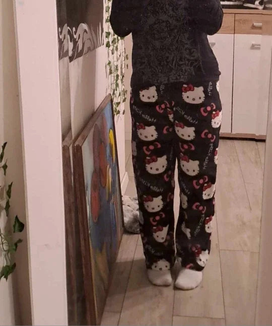 Y2K Hello Kitty Anime Pajama Pants | Cartoon Couple Casual Homewear Trousers