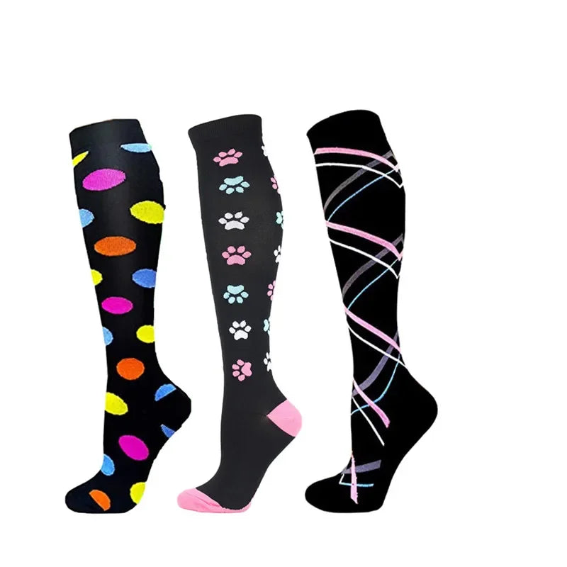 Knee High Compression Socks 20-30mmHg – 3 Pairs for Diabetes, Varicose Veins, Edema, Nurse & Running