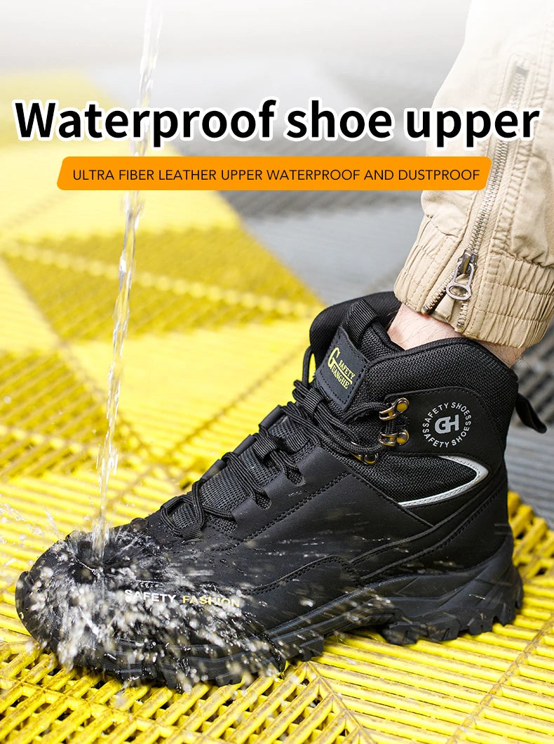 Men's Button-Closure Synthetic Work Shoes