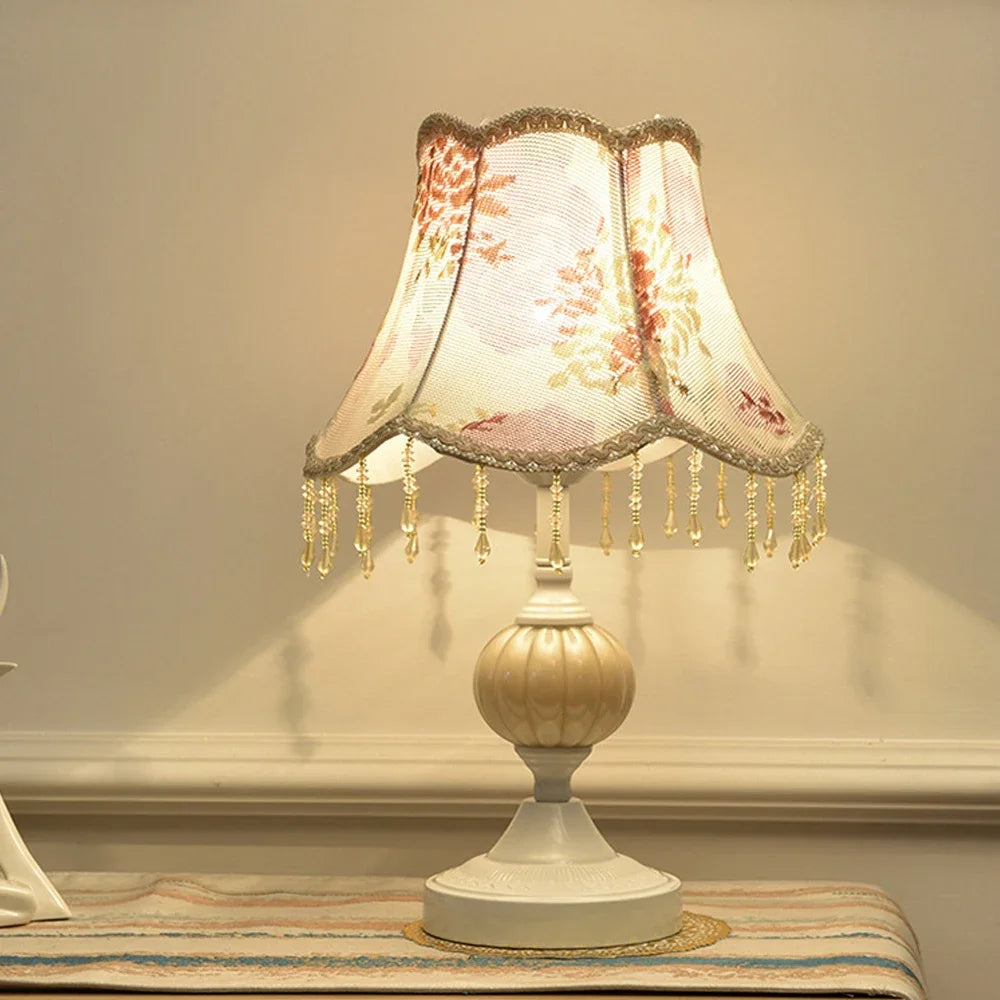 Bedside Lamp – Fabric Shade & Gold or White Base