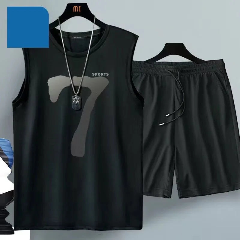 Men's 2-Piece Basketball Suit – Breathable Athletic Shorts & Tee Set