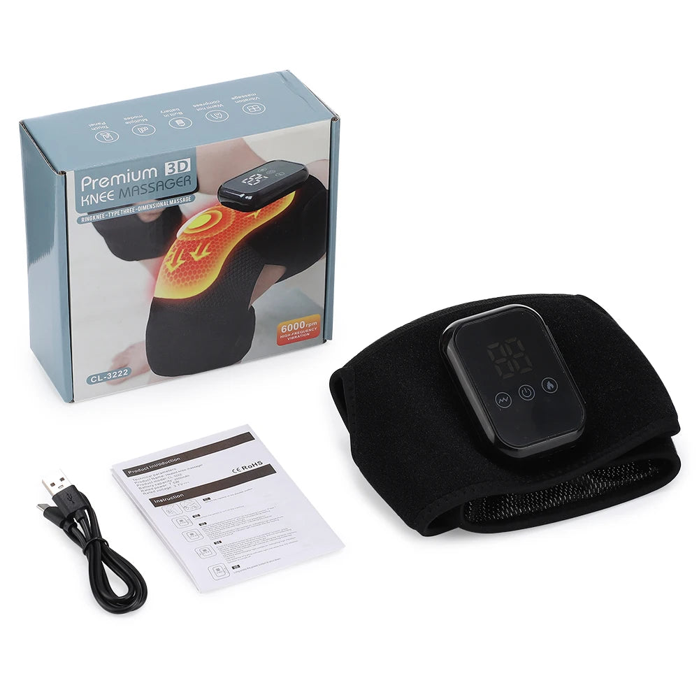 Electric Heated Knee Massage Pad – 3-Level Vibration Hot Compress for Joint & Muscle Relief