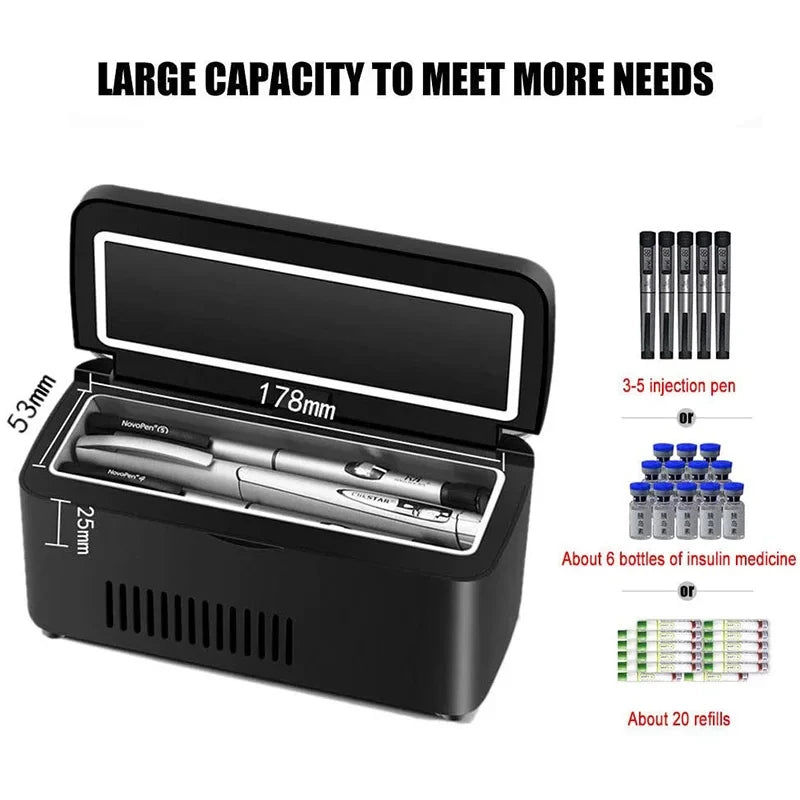 Portable Insulin & Hormone Medication Cooler – Mini Medicine Fridge for Home, Travel & Car