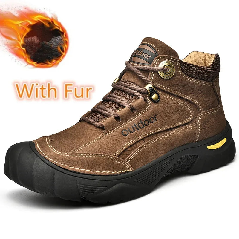 Men's Cow Leather Lace-Up Ankle Boots