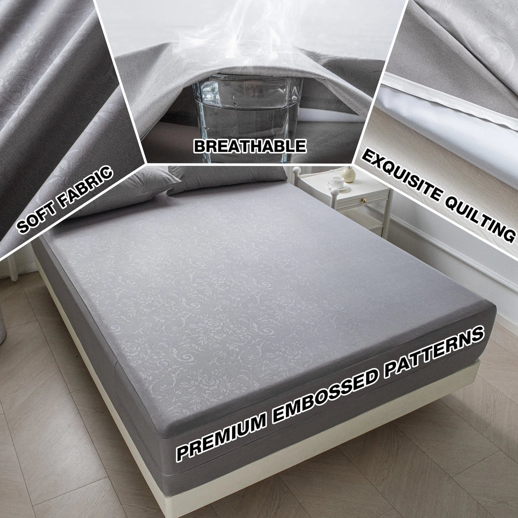 6-Sided Waterproof Zippered Mattress Encasement – Full Mattress Protector Cover, White or Gray