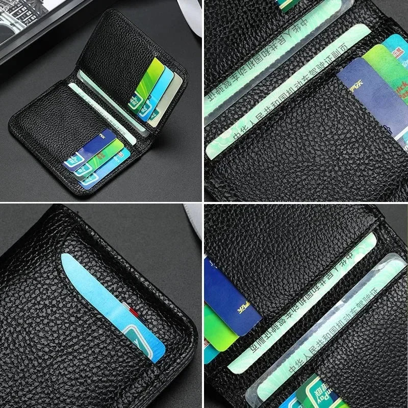 Super Slim PU Leather Card Wallet – Portable Mini Credit Card Holder for Men & Women