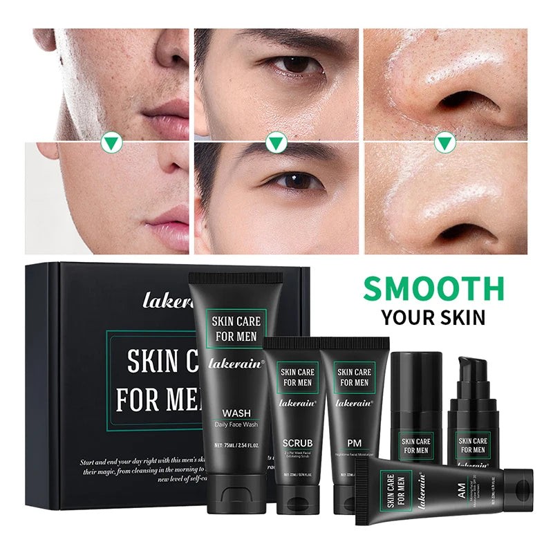 Men's 3-in-1 Daily Skin Care Kit – Face Wash, Moisturizing Cream & Eye Cream for Anti-Aging & Oil Control
