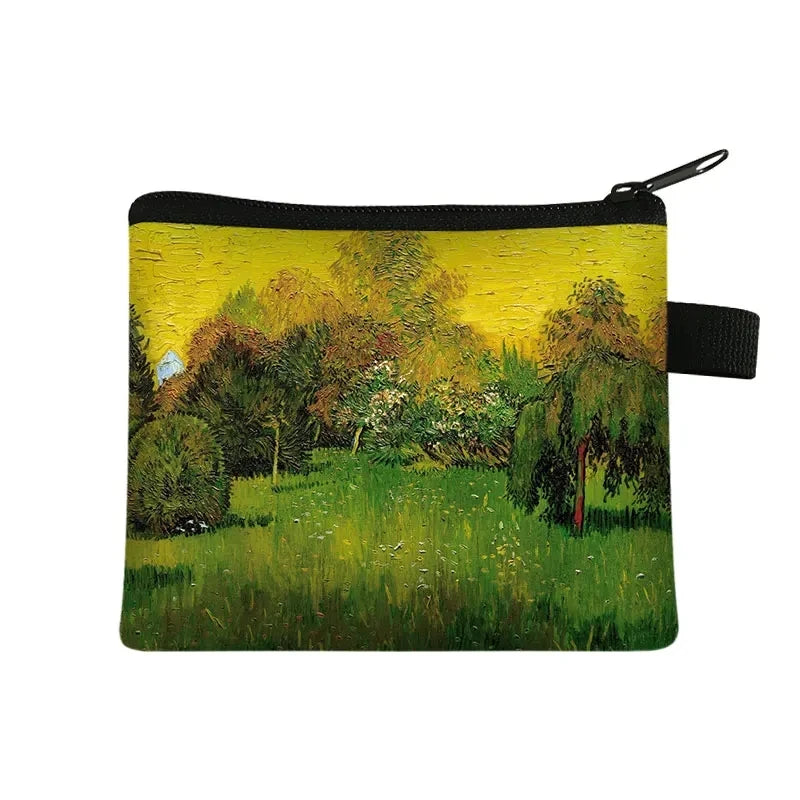 Vintage Oil Painting Floral Coin Purse Mini Clutch Wallet – Bohemian Nylon Organizer Wallet for Women