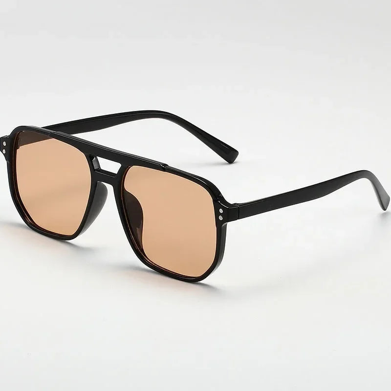 Vintage Unisex Square Sunglasses — UV400 Black Lens Fashion Shades for Men & Women