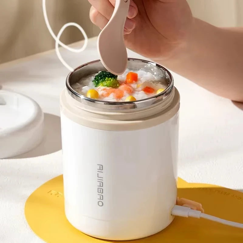 600ml USB Electric Heated Lunch Box – Stainless Steel Food Warmer with Constant Temperature Insulation, 5V/12V/24V
