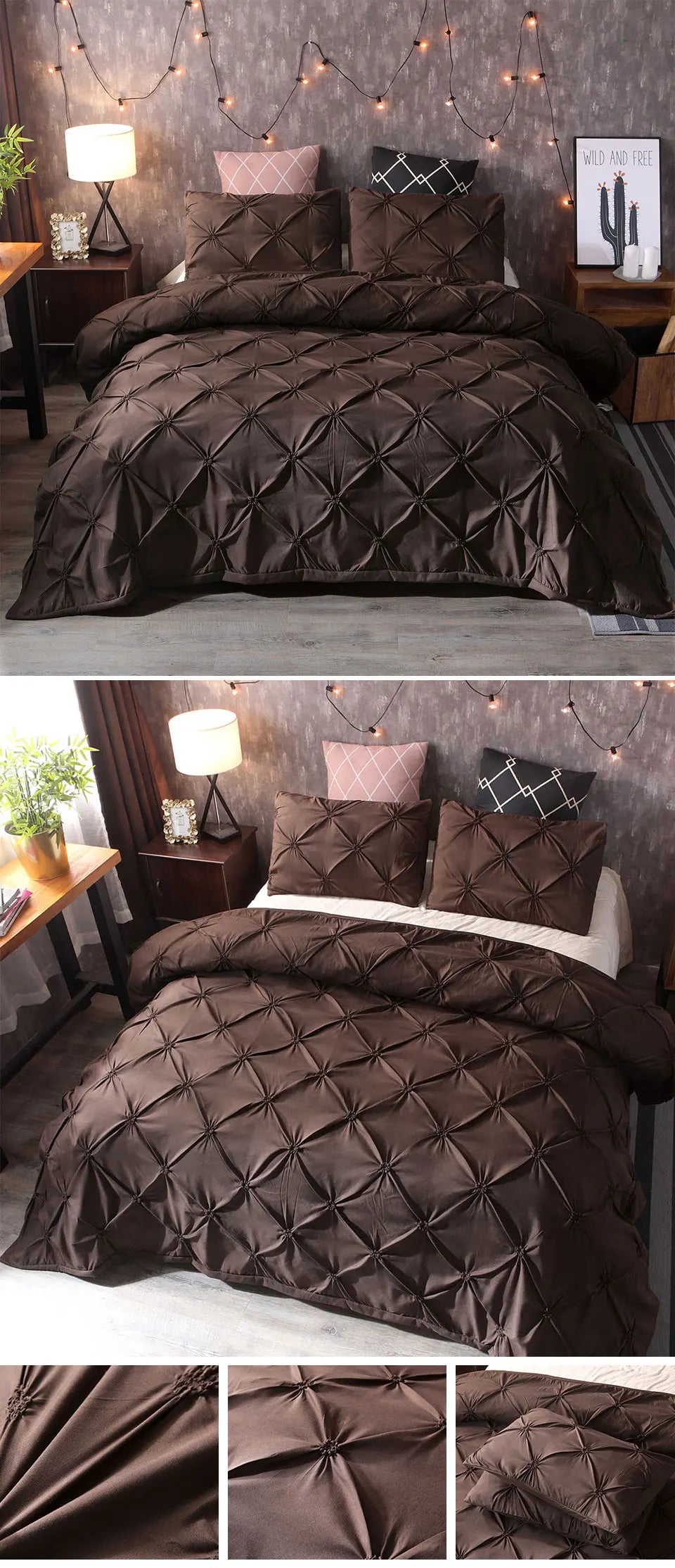 100% Egyptian Cotton Pinch Pleat Duvet Cover Set – 600TC with Zipper & Corner Ties, 8 Colors & 7 Sizes
