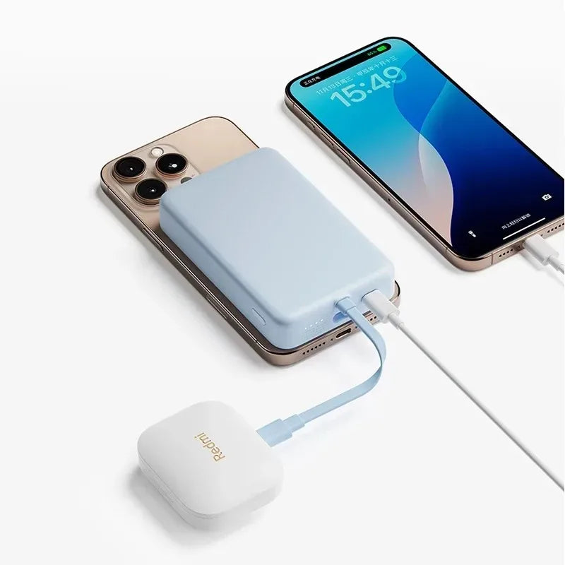 Xiaomi 10000mAh Magnetic Power Bank 33W – Built-in USB-C Cable, Wireless Charging for iPhone & Android