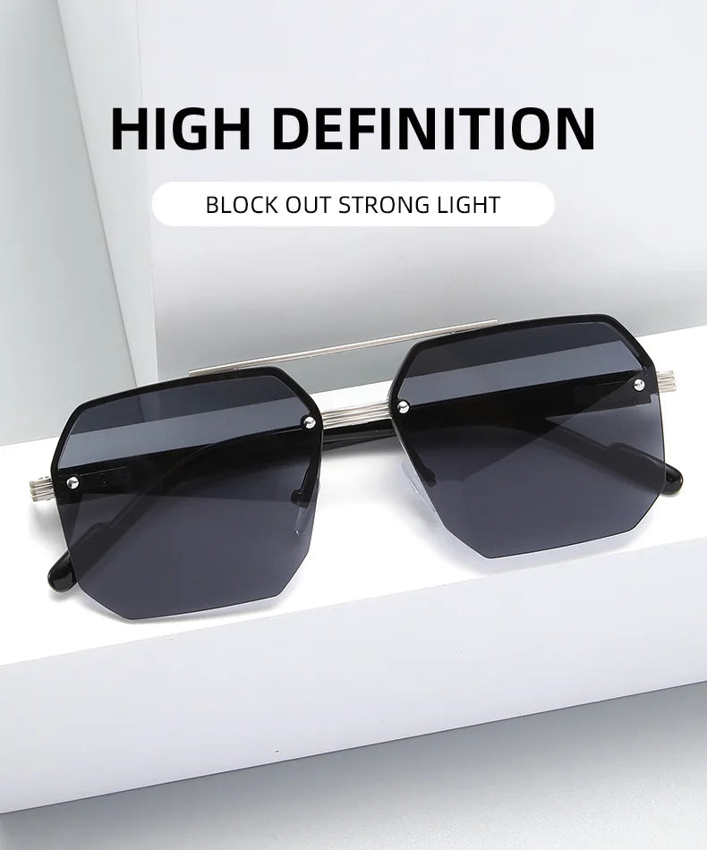 Men's Pilot Flat Top Half Frame Sunglasses | UV400 Classic Travel Casual Vintage Shades