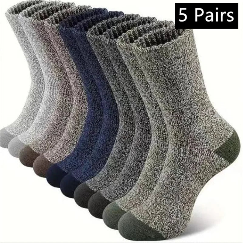 Cotton-Blend Winter Hiking Socks, 5 Pairs