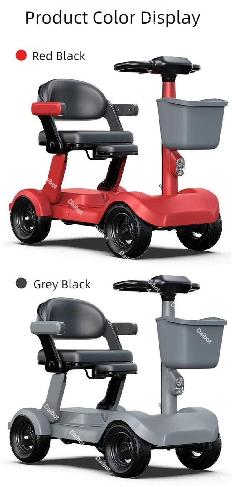 4-Wheel Folding Mobility Scooter with Baby Seat