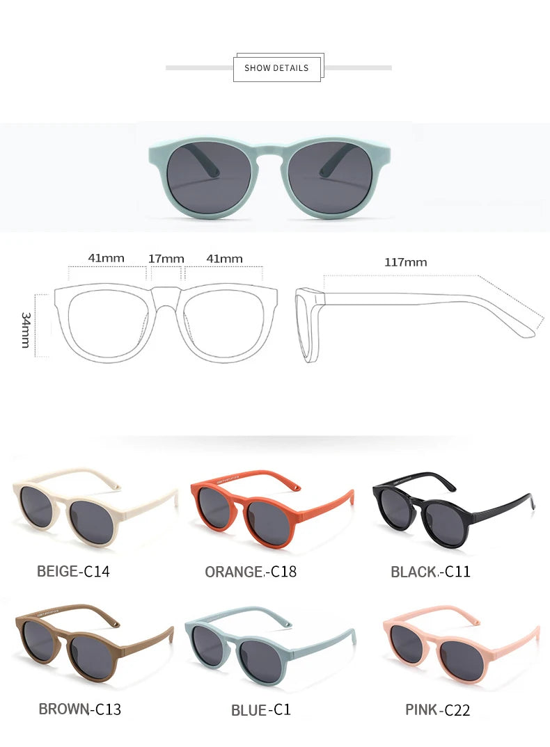 WarBlade Kids Round Polarized Sunglasses | Silicone Flexible Safety UV400 Baby Eyewear 0-3 Years
