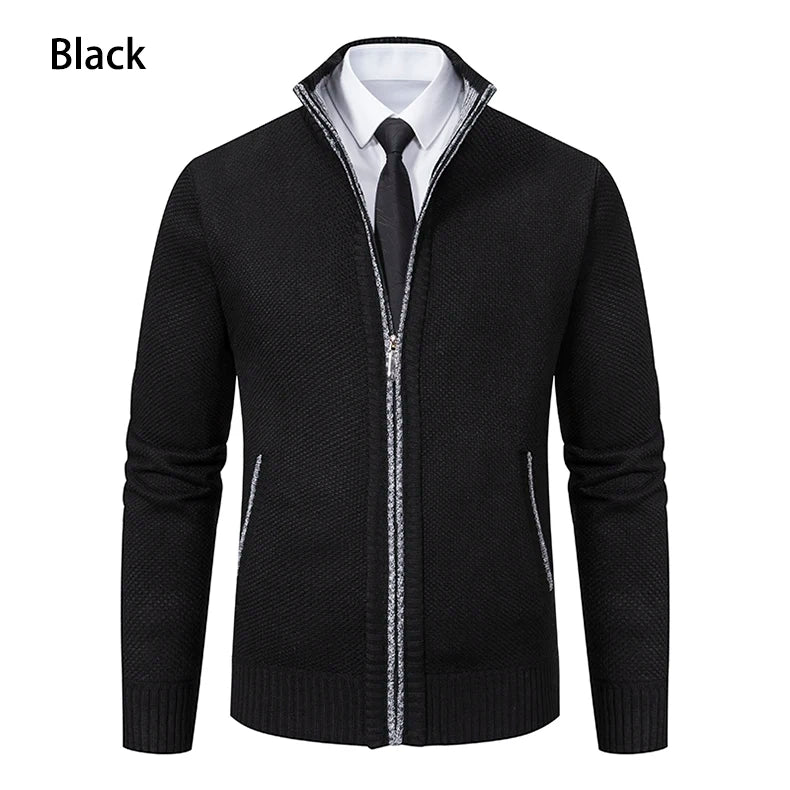 Men's Fleece Zip Cardigan Jacket — Warm Casual Layering Piece