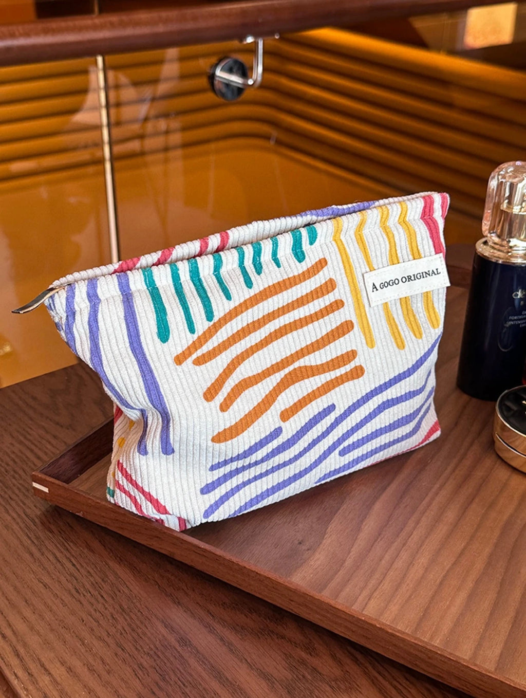 Large Capacity Corduroy Travel Cosmetic Bag