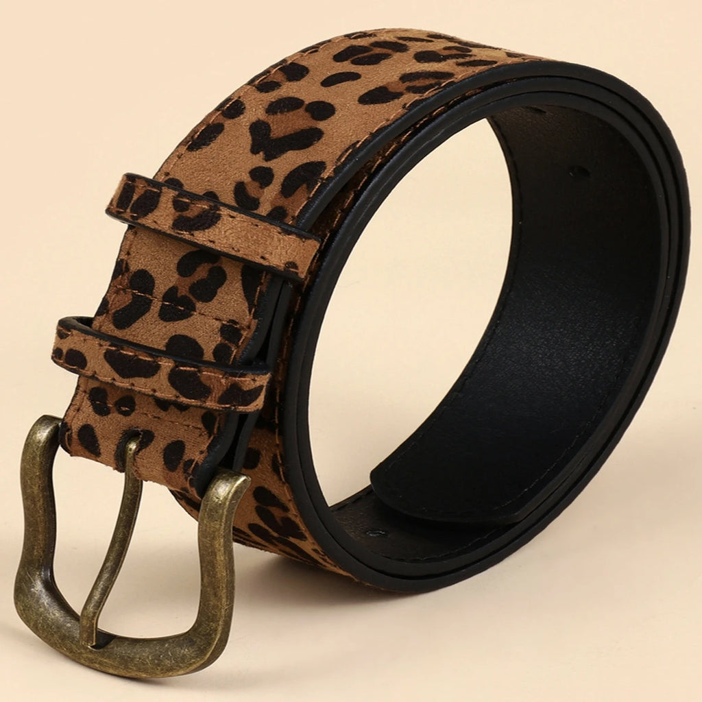Boho PU Leopard Print Belt Women's Dress – Slim Fit Custom Belt Dress