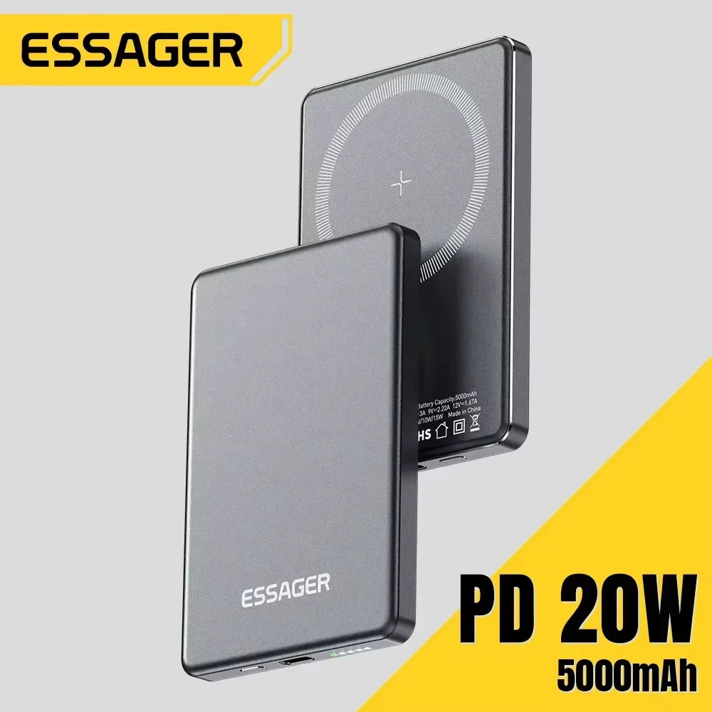 Essager Slim Wireless Power Bank — Magnetic MagSafe Compatible Portable Charger