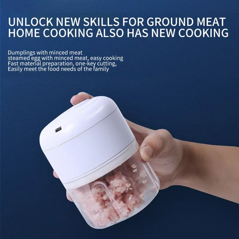 Electric Garlic Masher & Portable Chopper — USB Charging Mini Meat Grinder & Vegetable Chopper