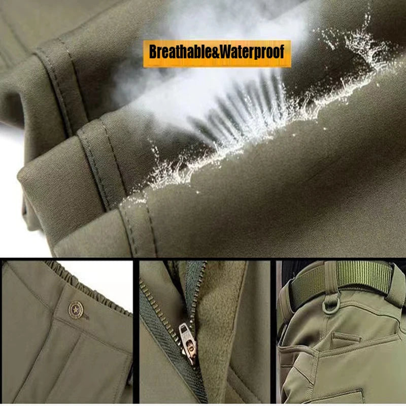 Men's Fleece Softshell Cargo Hiking Pants — Outdoor Tactical Trousers M–5XL