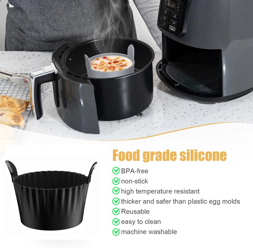 Silicone Air Fryer Egg Poacher & Cupcake Baking Cups — Ramekins & Basket for Air Fryer Ovens