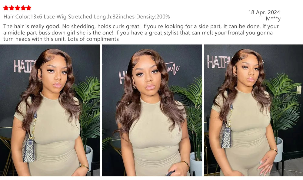 46 Inch Chocolate Brown Body Wave Lace Front Wig | 200 Density 13x4 13x6 HD Lace Pre-Plucked Brazilian Human Hair