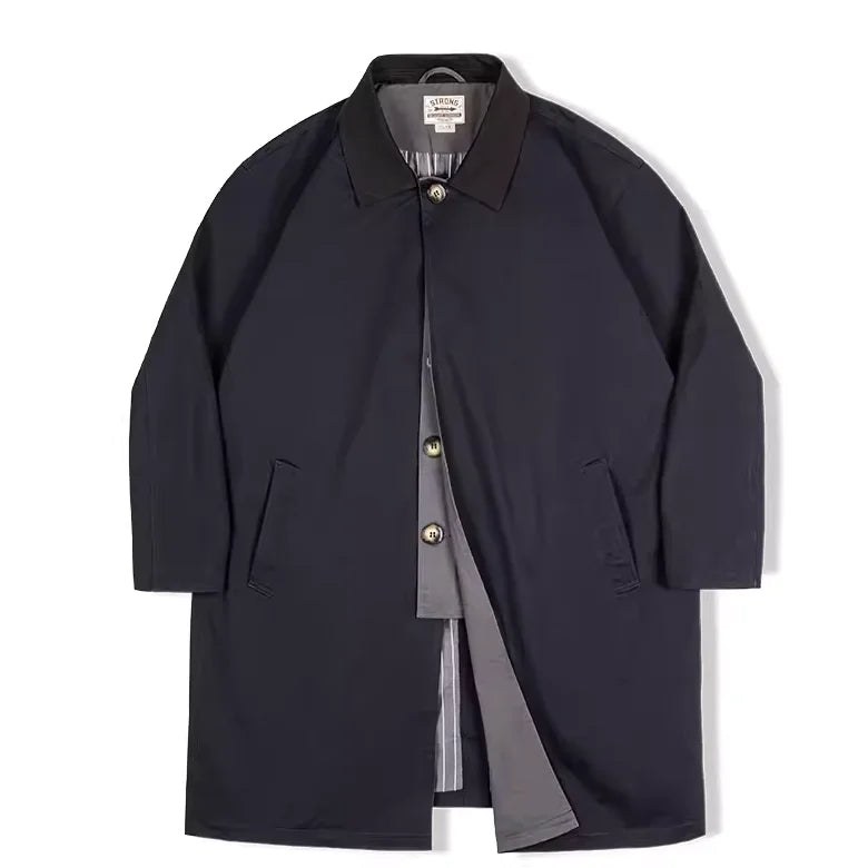 Men's Workwear Trench Coat – Loose Fit Cotton Chore Jacket