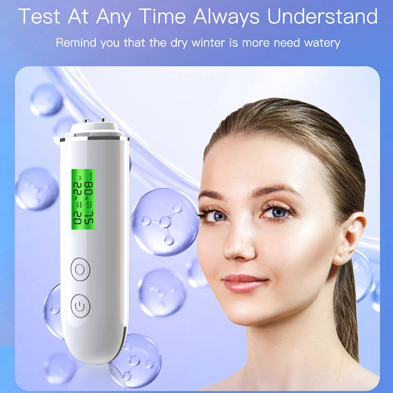 LCD Skin Moisture & Oil Analyzer Pen – Fluorescent Agent Detector, Elasticity & Skin Age Tester