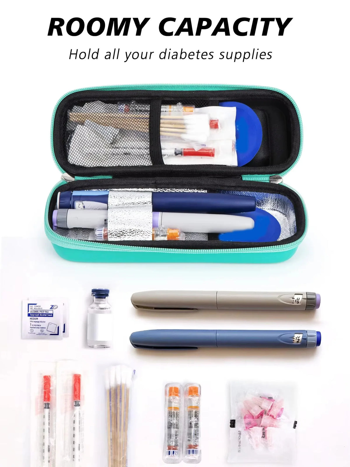 Insulin Cooler Travel Case with Temperature Display – Refrigerated Medicine Cooling Bag with Ice Pack & Diabetic Organizer