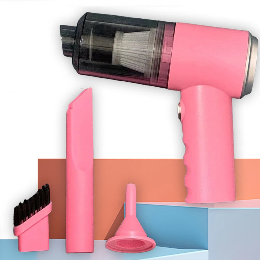 3-in-1 Suction & Blowing Vacuum Cleaner — USB Charging Portable Car & Home Vacuum with 3 Blow Nozzles