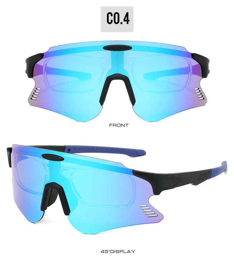 KAMMPT Oversized Sports Cycling Sunglasses | Mirror Anti-UV Windproof Protective Shades for Men & Women