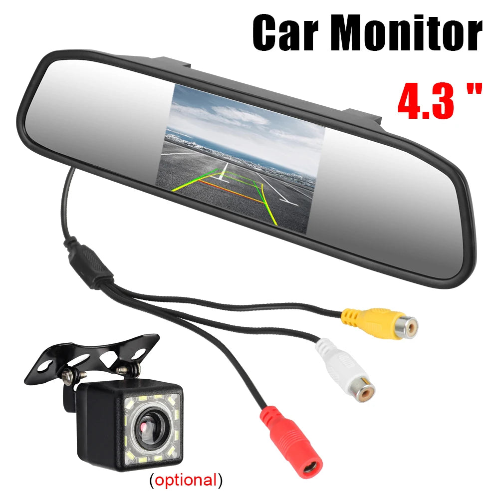 4.3" HD Car Rear View Mirror Parking Monitor — Backup Camera Display