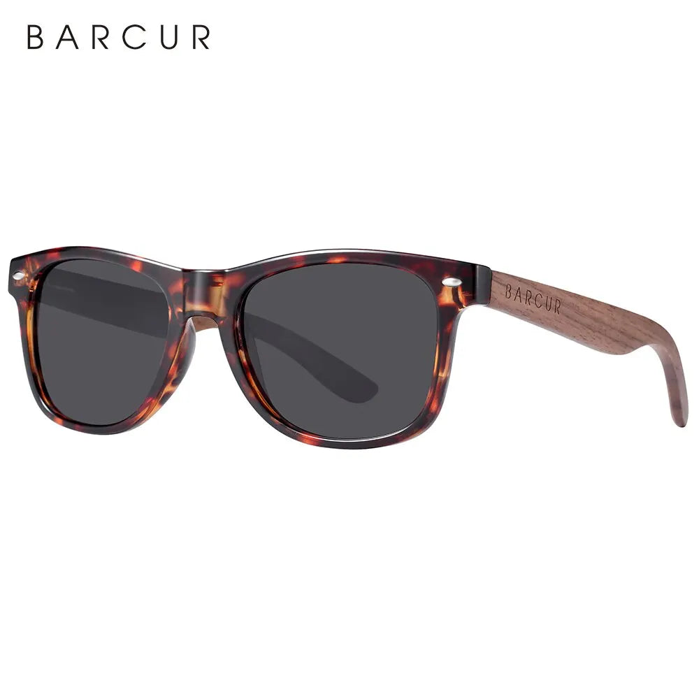 BARCUR Natural Wooden Polarized Sunglasses | Black Walnut UV400 Men's Eyewear