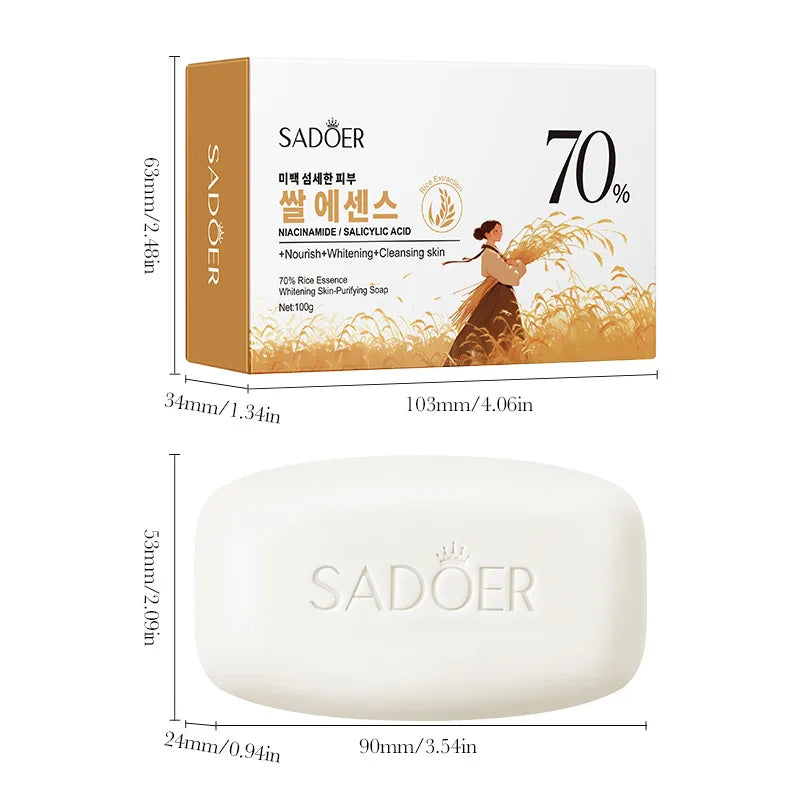 Rice Soap with Rice Extract, Salicylic Acid & Niacinamide – Deep Cleansing Whitening & Purifying Bar