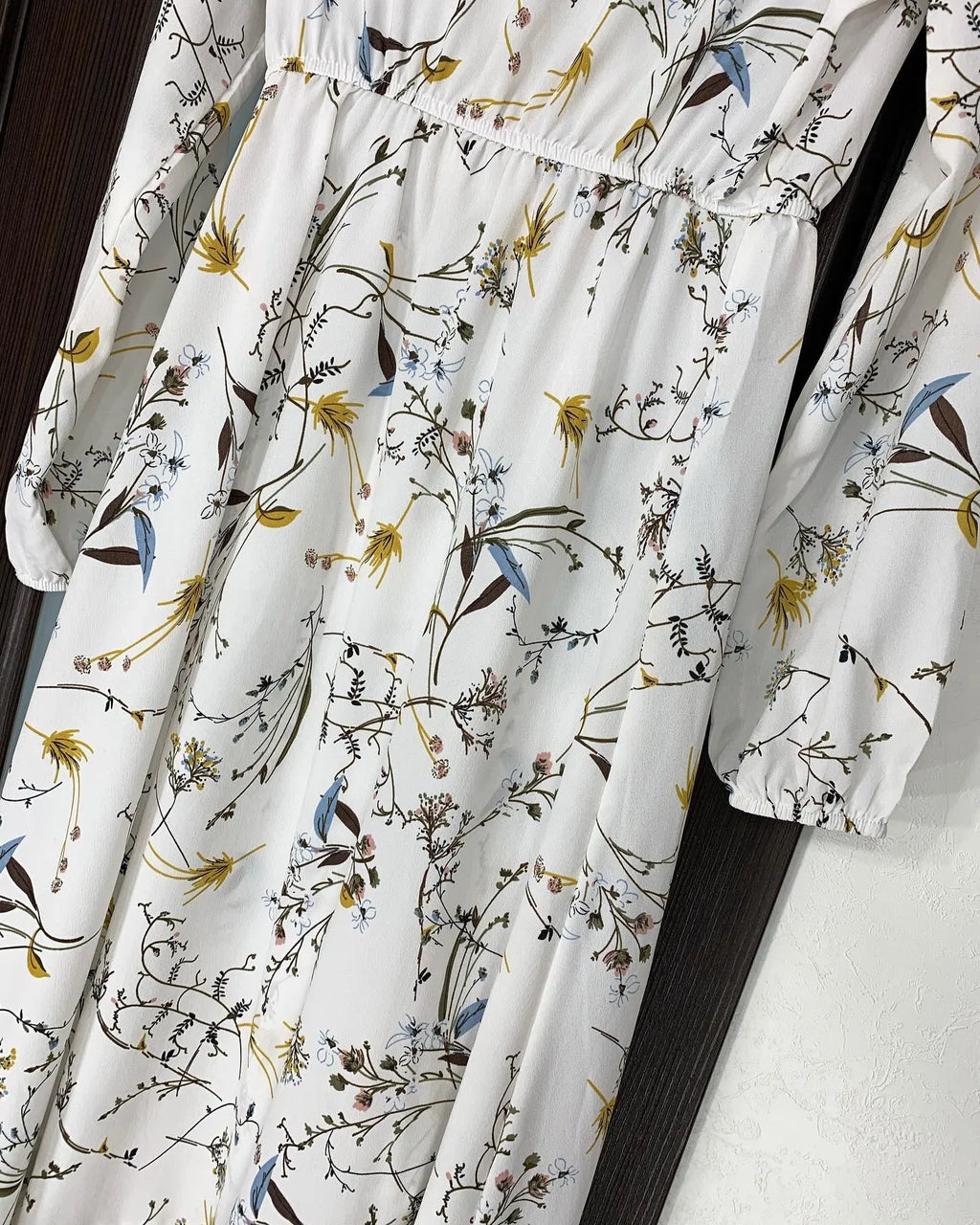 Women Long Dresses Spring Summer Casual Full Sleeve Floral geometry Printed O neck Woman Bohe Beach Party Dress Mujer Vestidos