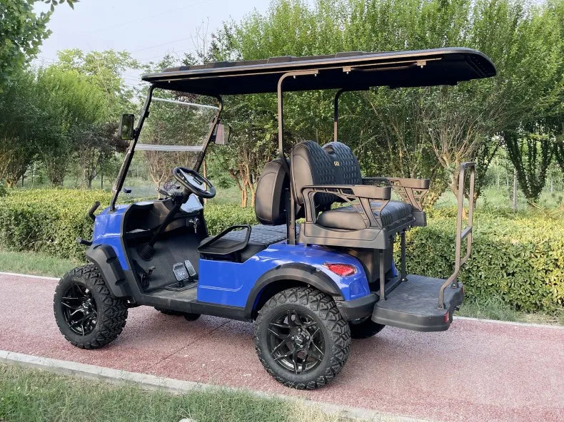 2026 Hot Sale Electric Model 48V AC Motor Golf Cart Custom Gas Driven 2+2 Seat With Folding Back Seat Off-road Hunting Car