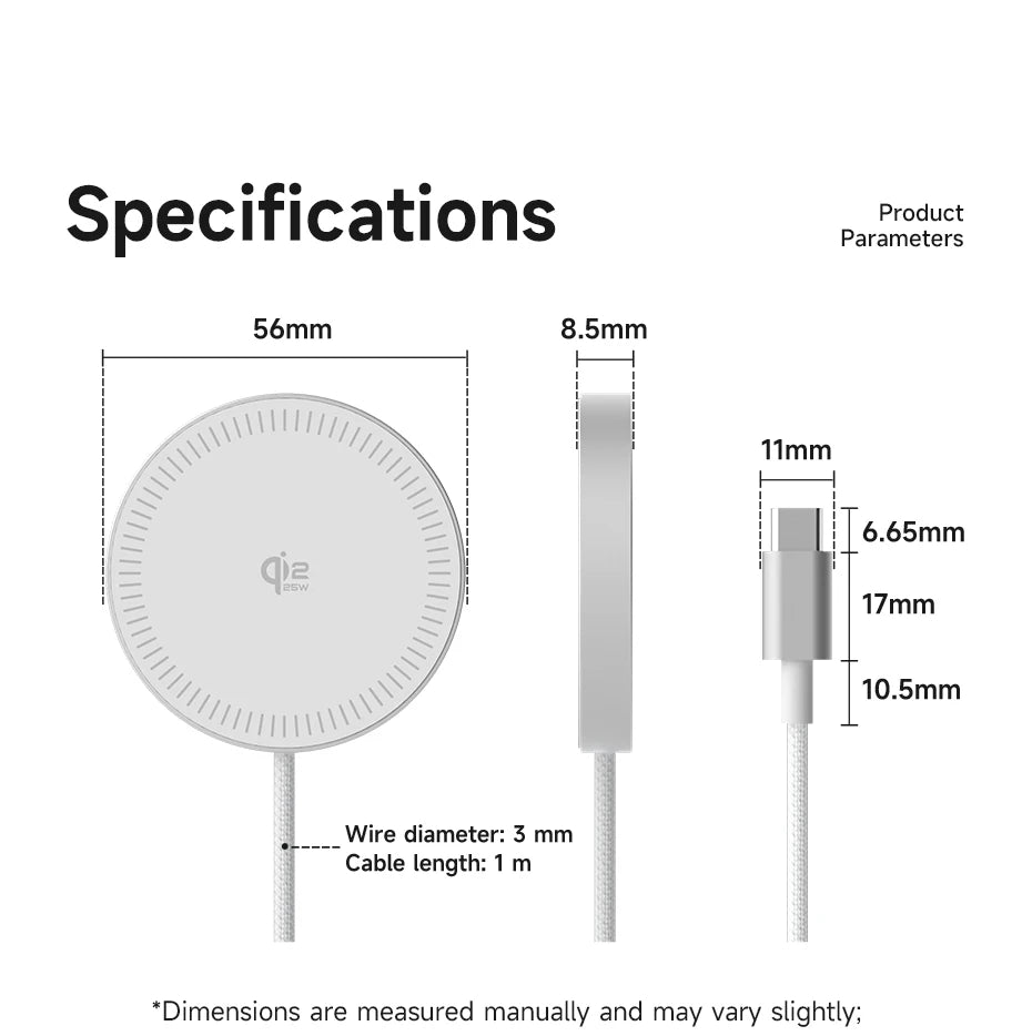 Hagibis Qi2.2 25W Dual-Sided Magnetic Wireless Charger – MagSafe Pad for iPhone 14–17 & AirPods