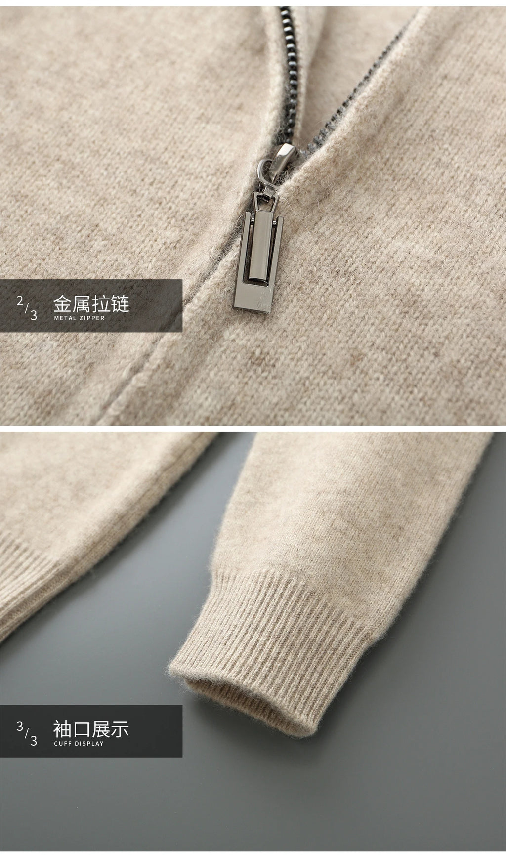 Men's 100% Merino Wool Zip Cardigan & Slim-Fit Pants Set – Warm 2-Piece Winter Suit