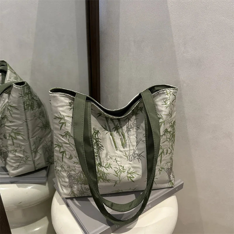 Floral Embroidery PU Tote Bag – Large Capacity Shoulder Crossbody Armpit Bag for Women