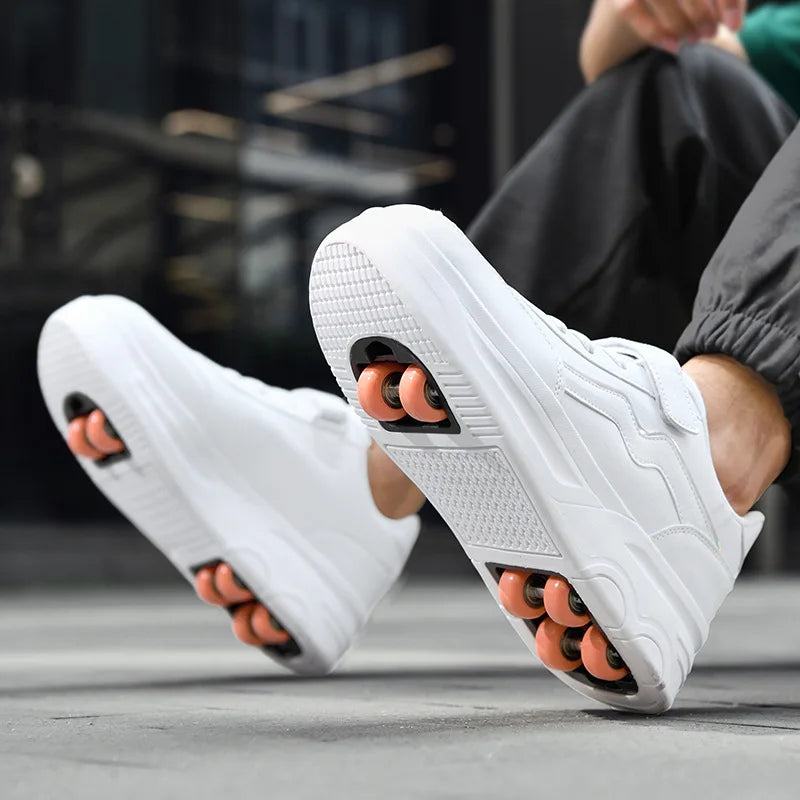 6-Wheel Children's Roller Skate Shoes – 2-in-1 Detachable Wheel Skating Parkour Racing Sneaker