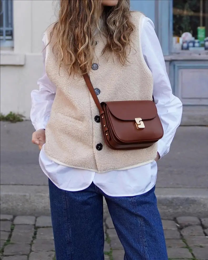 Tofu Square Crossbody Satchel – Luxury PU Leather Small Shoulder Bag for Women