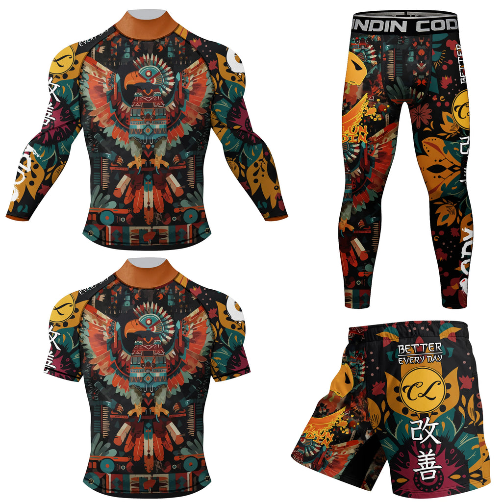 Men's MMA Rash Guard 4-Piece Fight Set – Sublimation Print Grappling Suit
