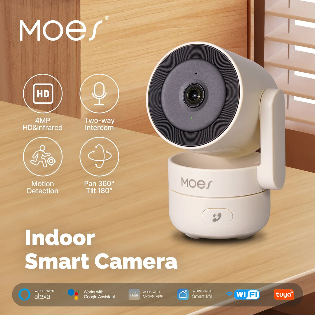 4MP WiFi Indoor Pan/Tilt Security Camera – 360° Pan, IR Night Vision, Motion & Sound Detection | Alexa & Google